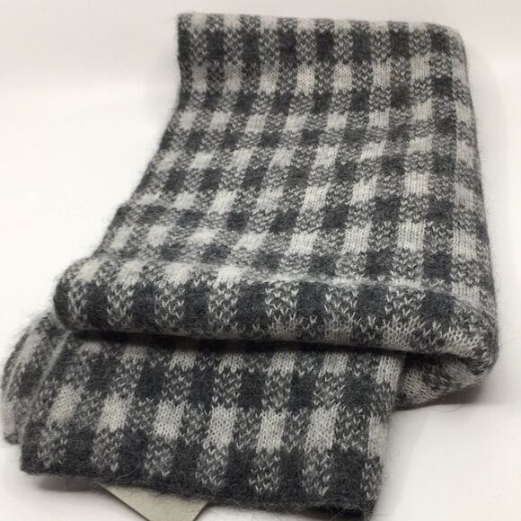 NWT Everlane Unisex The Alpaca Patterned Scarf Gray Buffalo Check One Size - Picture 12 of 12